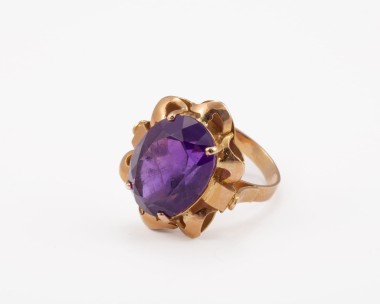 Pierścionek złoty z ametystem